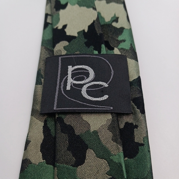 PC Camo Mens Tie Green Black  Business Office Military Green Black Beige - Picture 5 of 6
